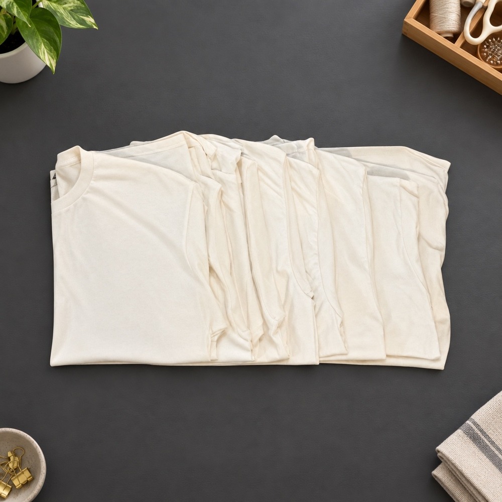 Gildan Mens XL T-Shirt Lot 9 Pack DryBlend Heavy Cotton White Cream Short Sleeve